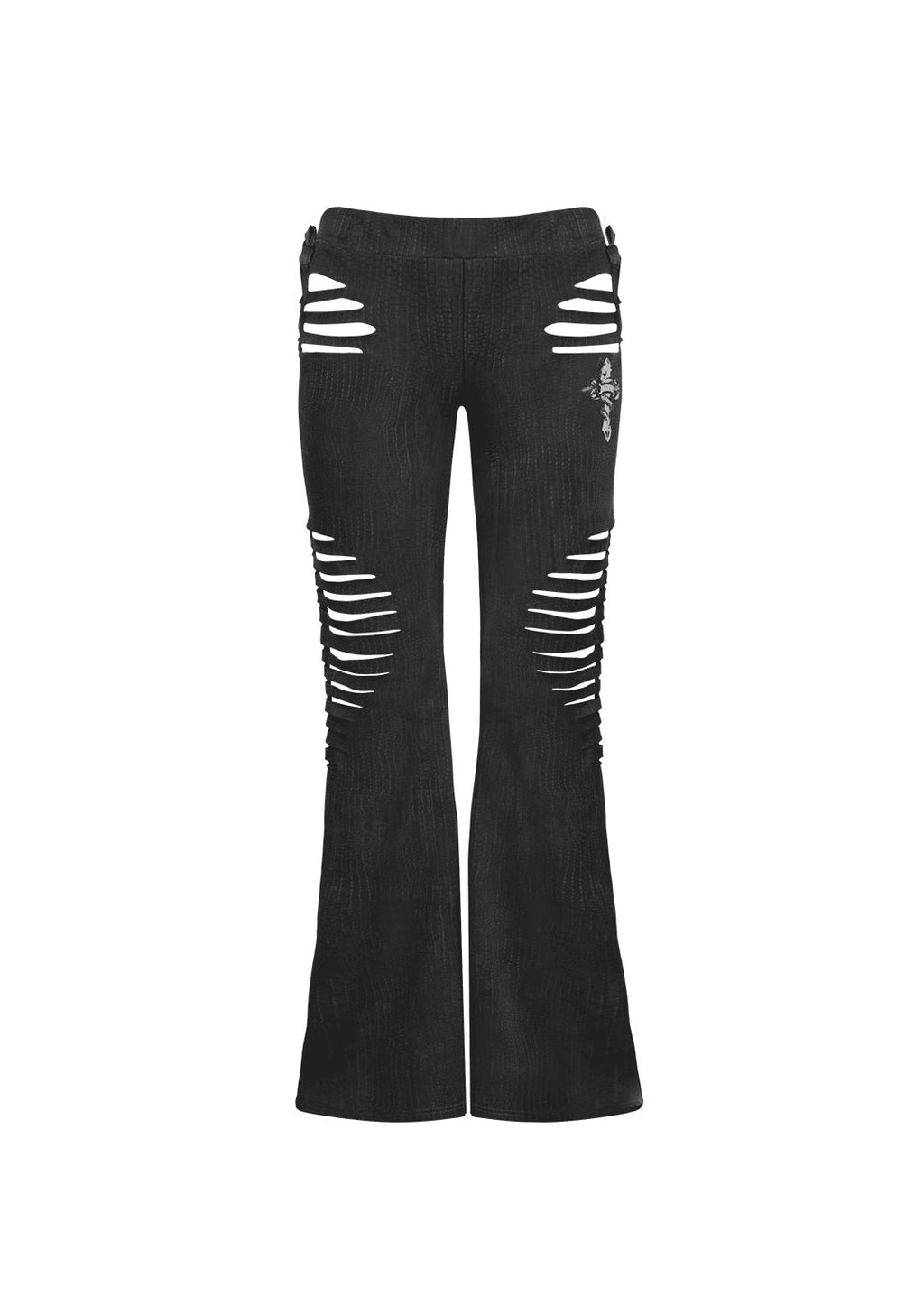 ENVY SNAKESKIN SLASHED SCULPT STRETCH PANTS CHARCOAL