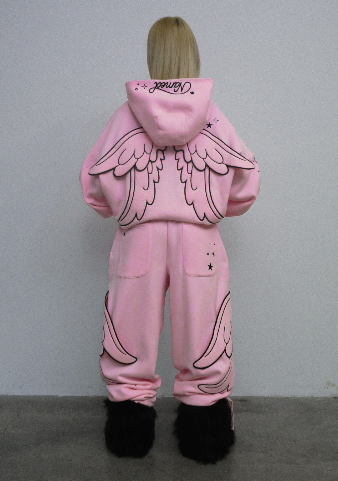 STITCH WINGS OVERSIZED SWEATPANTS BABY PINK (DETACHABLE WINGS)
