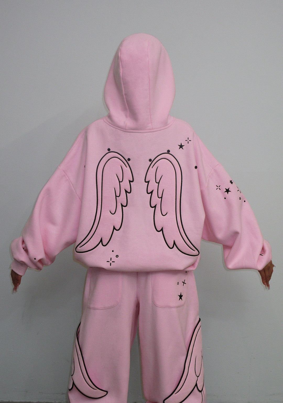 STITCH WINGS PULLOVER HOODIE BABY PINK (DETACHABLE WINGS)