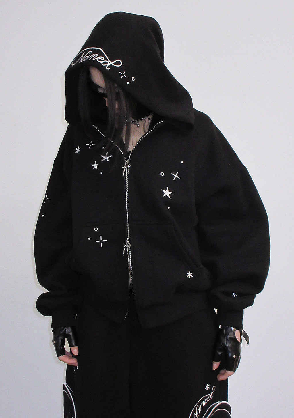 STITCH WINGS ZIP HOODIE BLACK (DETACHABLE WINGS)