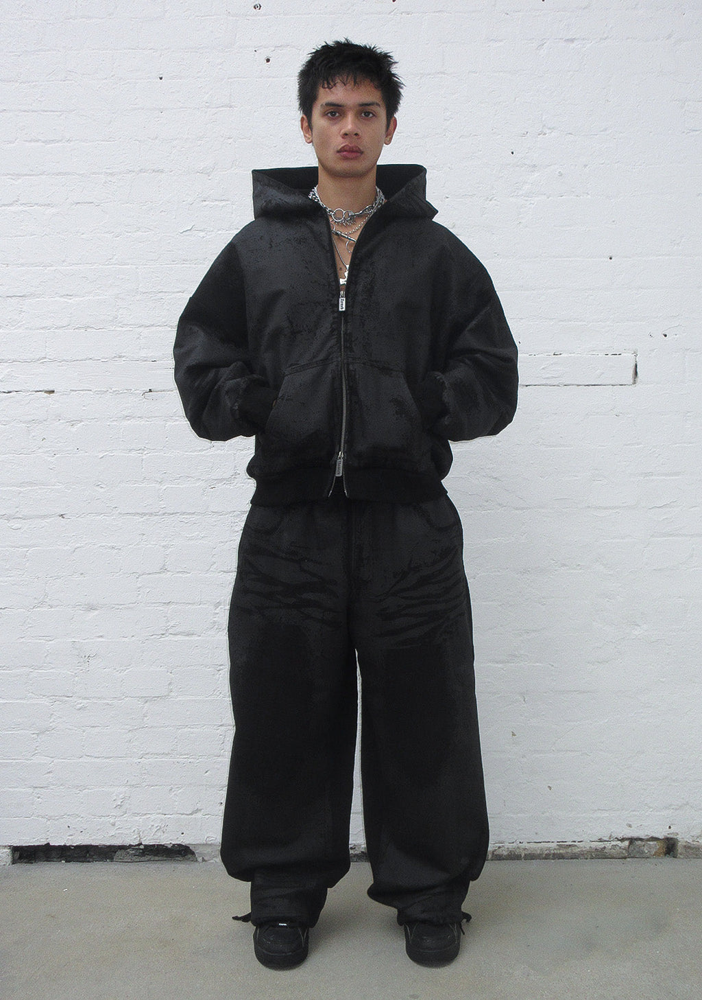 FAITHFUL LEATHER EFFECT OVERSIZED SWEATPANTS BLACK