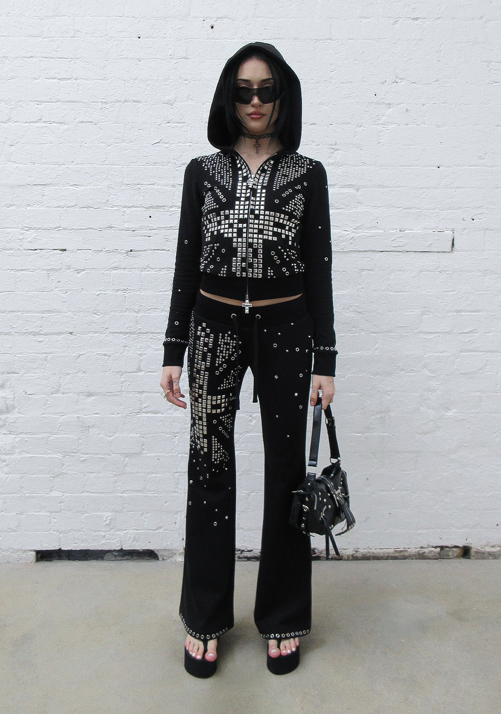 KNIGHT STUDDED FITTED PANTS BLACK