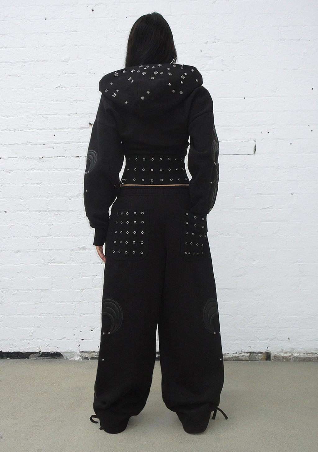 MIDNIGHT STUDDED OVERSIZED SWEATPANTS BLACK