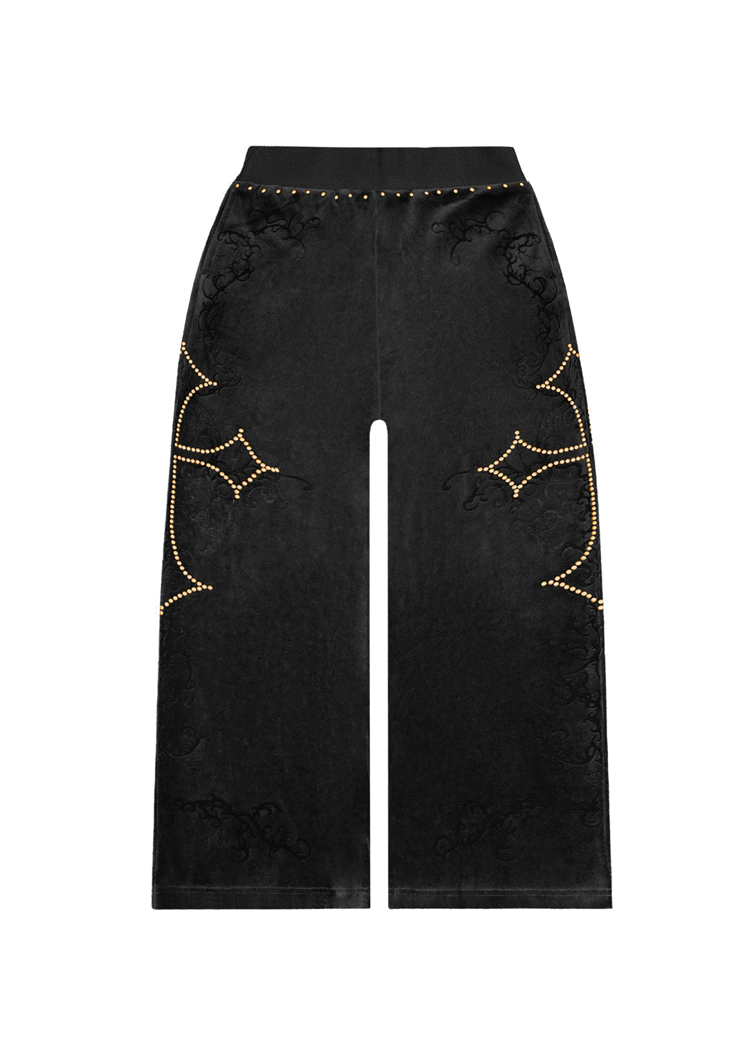 REBEL STUDDED VELOUR SWEATPANTS BLACK